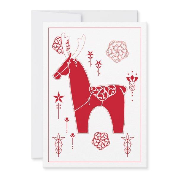 Scandinavian Red Folk Art Business Holiday Cards