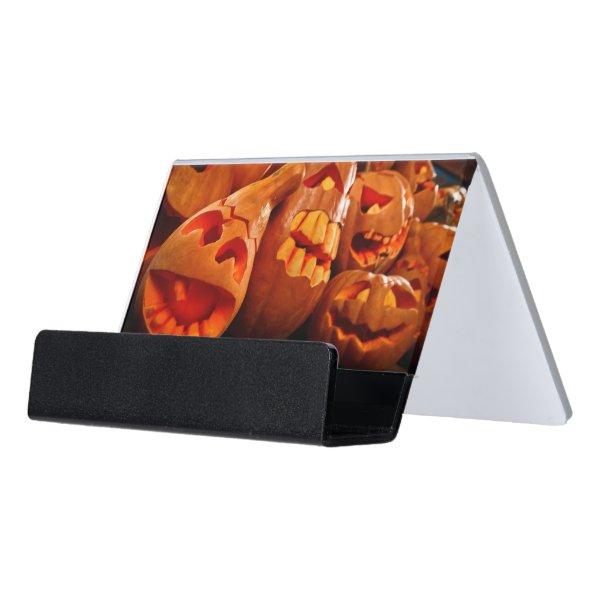 Scary Jack O Lantern Halloween Pumpkins Desk  Holder