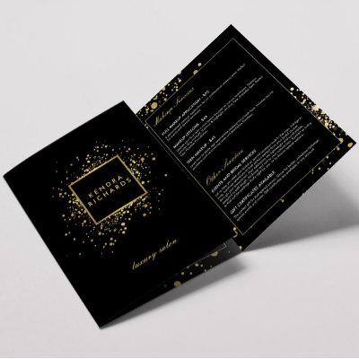 Scattered Faux Gold Confetti on Black Brochure