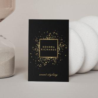 Scattered Faux Gold Confetti on Modern Black