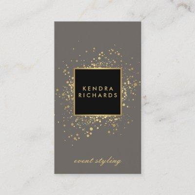 Scattered Faux Gold Confetti on Modern Gray