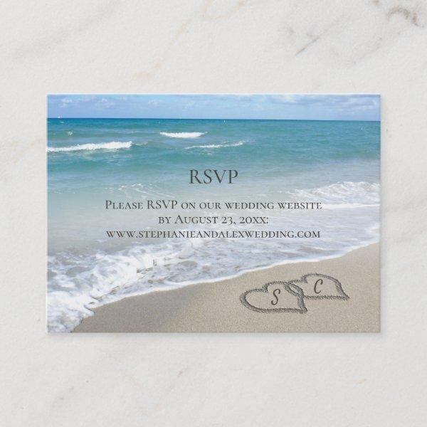 Scenic Hearts in the Sand Beach Wedding RSVP Reply