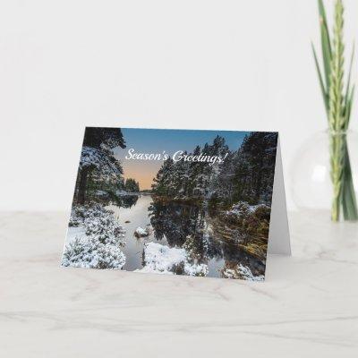 Scenic Winter Scottish Loch At Christmas Card