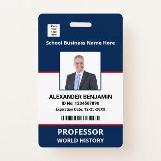 School Employee Photo Bar Code Name Custom   Badge