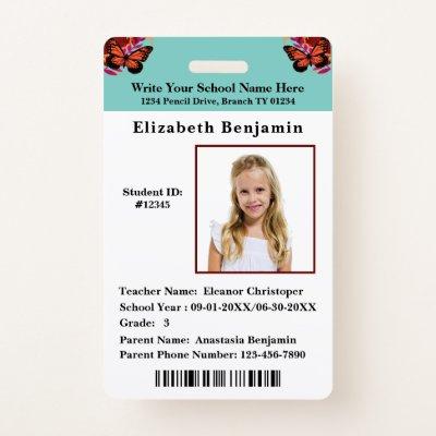 School Student Boys Girls ID Identification Card Badge