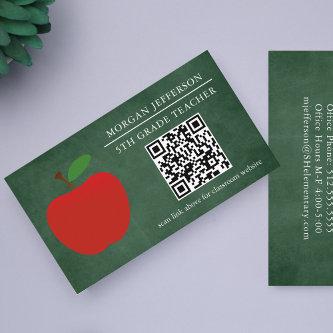 School Teacher Red Apple Chalkboard QR Code