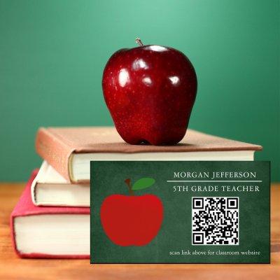 School Teacher Red Apple Chalkboard QR Code  Magnet