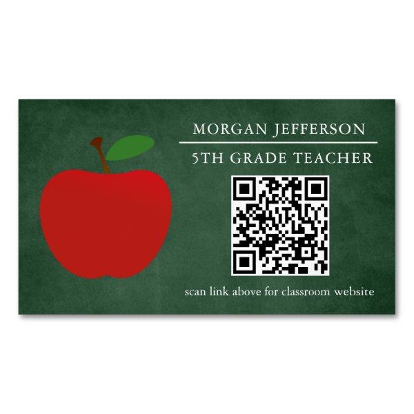 School Teacher Red Apple Chalkboard QR Code  Magnet