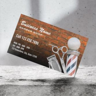 Scissor Barber Pole Professional Barber Shop Brick