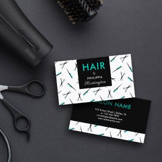 Scissors & Combs - Turquoise Black Hair Stylist