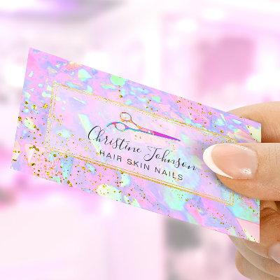 scissors on FAUX glitter pastel background