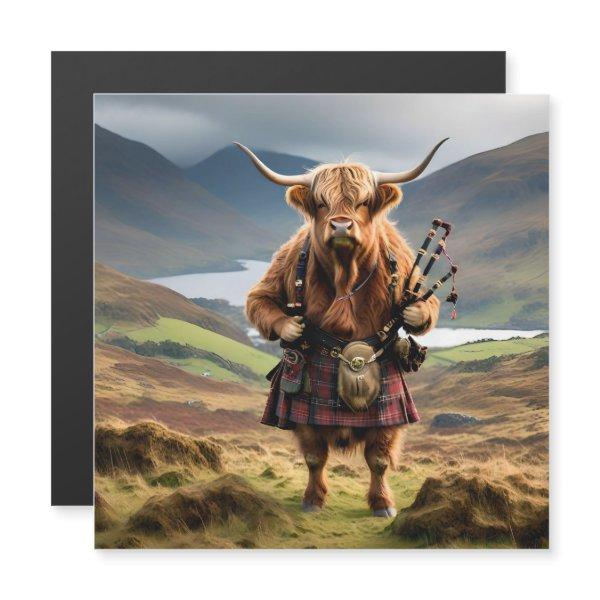 Scottish Highland Cow Bagpiper
