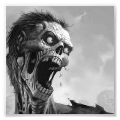 screaming zombie photo print