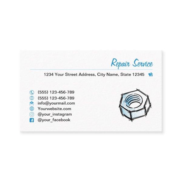 Screw nut, hand drawn. Repair Service, Mechanic