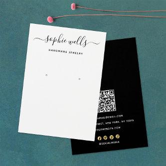 Script Black White QR Code arring Display Holder