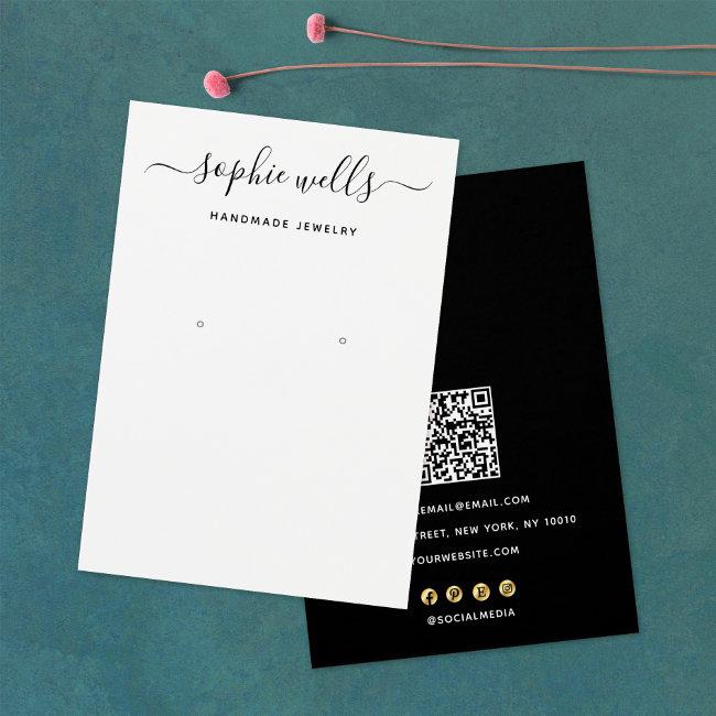 Script Black White QR Code arring Display Holder