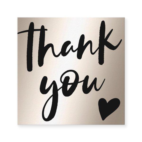 Script modern gold metallic chic order thank you square