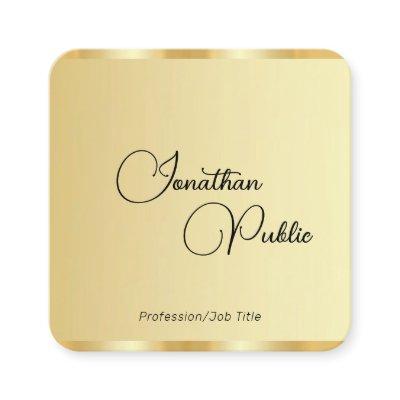 Script Name Faux Gold Template Modern Professional Square