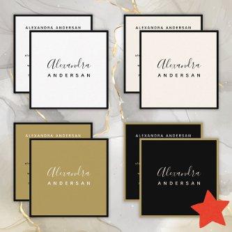 Script Name Professional Black Gold Modern Elegant Square