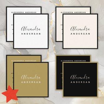 Script Name Professional Gold Black Modern Elegant Square