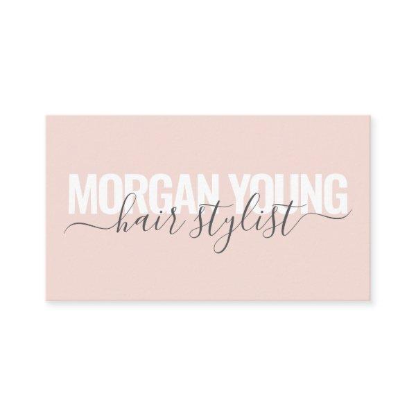 Script signature modern blush pink hair stylist