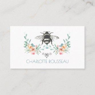 Script Signature Personalized Bee Floral Calling Card