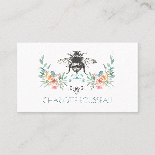 Script Signature Personalized Bee Floral Calling Card