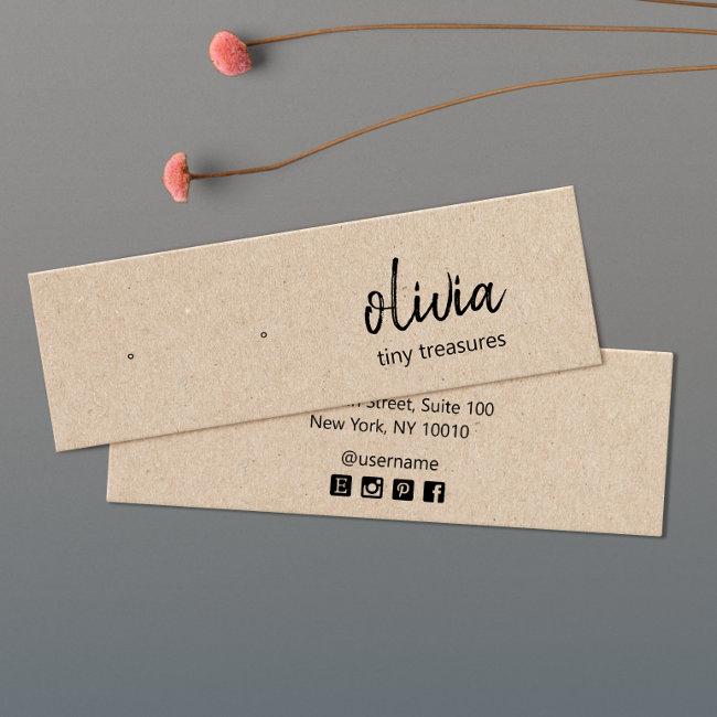 Script Stud Earring Tan Kraft Display Card