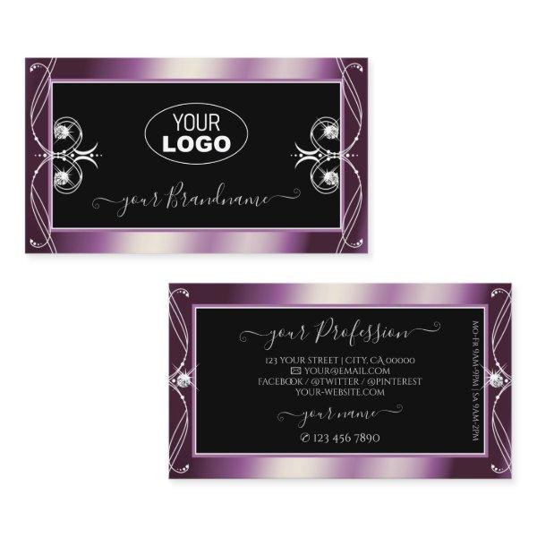 Scrollwork Black Purple Sparkle Diamonds with Logo