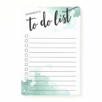 Sea Spray Watercolor Monogrammed To-Do List Post-it Notes