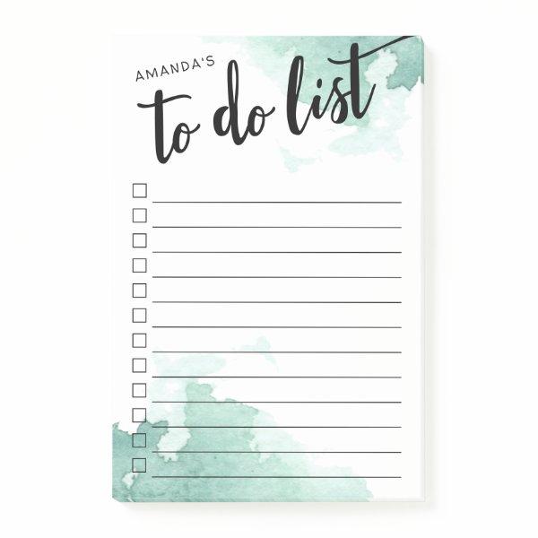 Sea Spray Watercolor Monogrammed To-Do List Post-it Notes