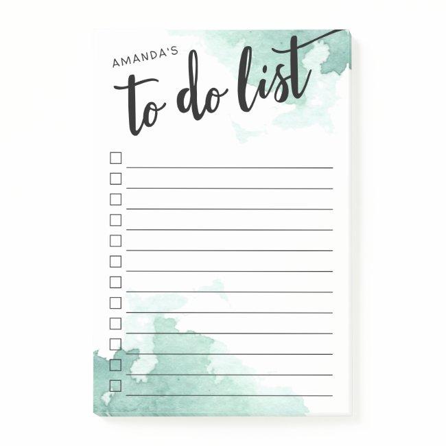 Sea Spray Watercolor Monogrammed To-Do List Post-it Notes
