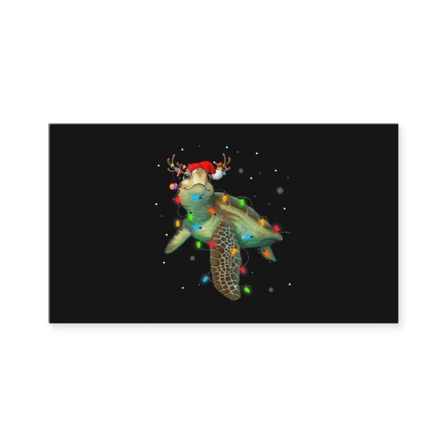 Sea Turtle Christmas Lights Funny Santa Hat Merry