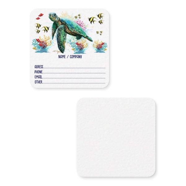 Sea turtle underwater watercolor Style Square