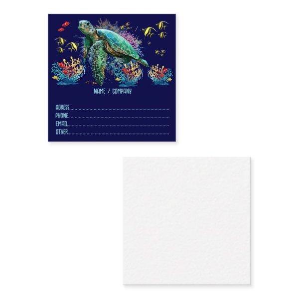 Sea turtle underwater watercolor Style Square