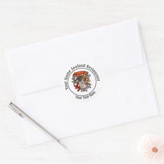Seafood Shellfish Crab Restaurant Logo Custom Classic Round Sticker