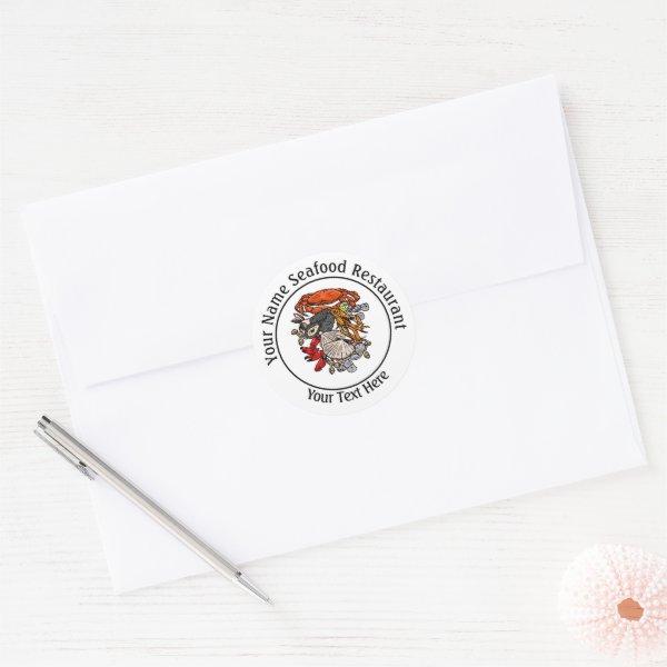 Seafood Shellfish Crab Restaurant Logo Custom Classic Round Sticker