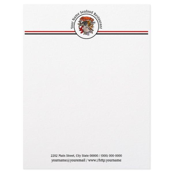 Seafood Shellfish Crab Restaurant Logo Custom Letterhead