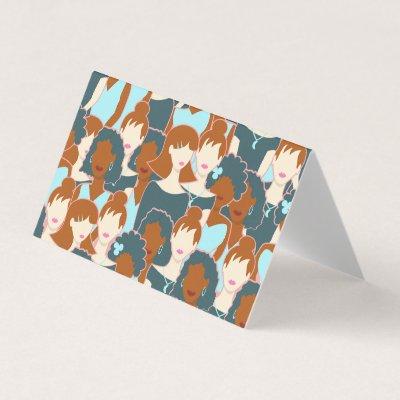 Seamless pattern with black girls and white girls