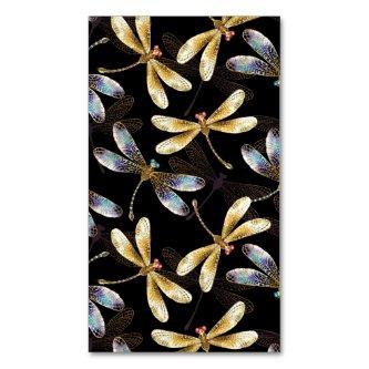 Seamless Pattern with Golden Dragonflies  Magnet