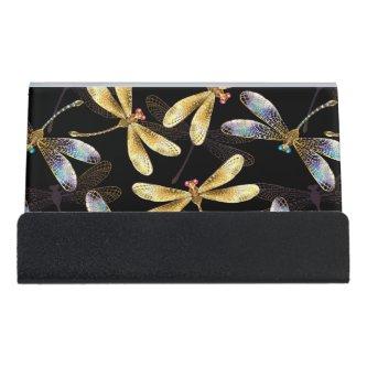 Seamless Pattern with Golden Dragonflies Desk  Holder