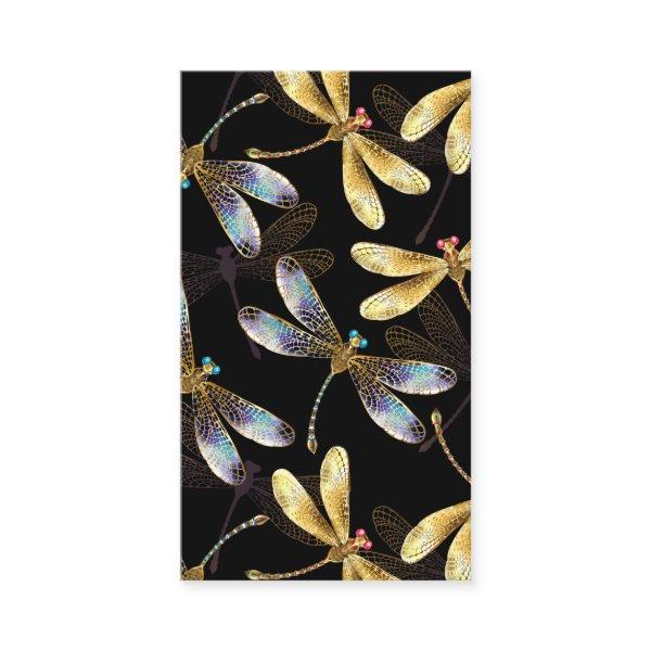 Seamless Pattern with Golden Dragonflies Discount Card