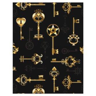 Seamless Pattern with Golden Keys Letterhead