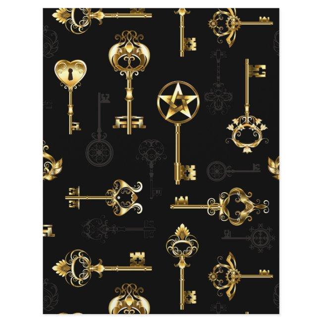 Seamless Pattern with Golden Keys Letterhead