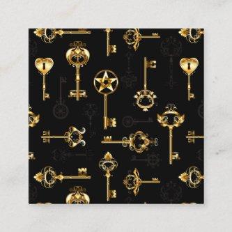 Seamless Pattern with Golden Keys Square