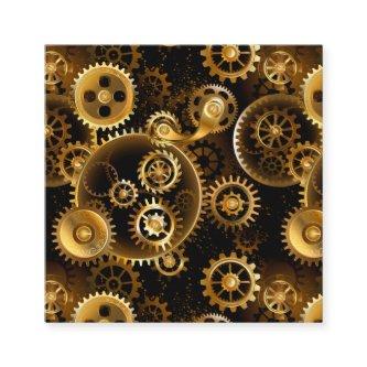 Seamless Steampunk Brass Gears Square