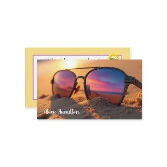 Seashore Sunset Reflection In Sunglasses