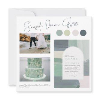 Seaside Ocean Glass | Blue Green Color Palette Invitation