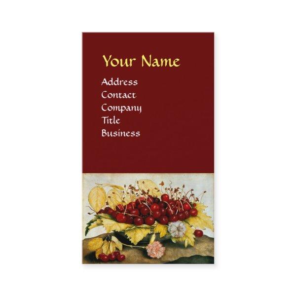 SEASON'S FRUITS / CHERRIES AND CARNATIONS,Red