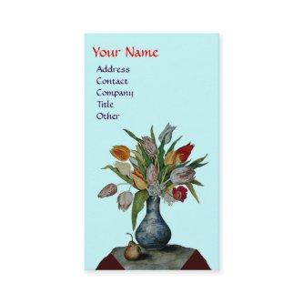 SEASON'S FRUITS - COLORFUL TULIPS  MONOGRAM ,blue